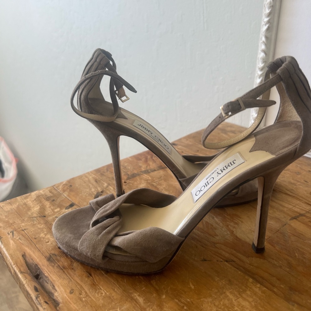 JIMMY CHOO grey suede heels